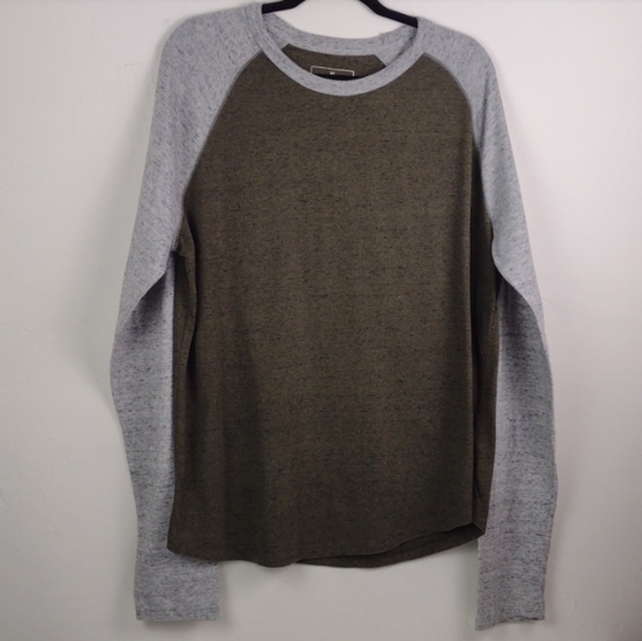 Mutual Weave Dark Sage Green Gray-Long-Sleeve Baseball Tee Jersey Shirt XL - Picture 8 of 12